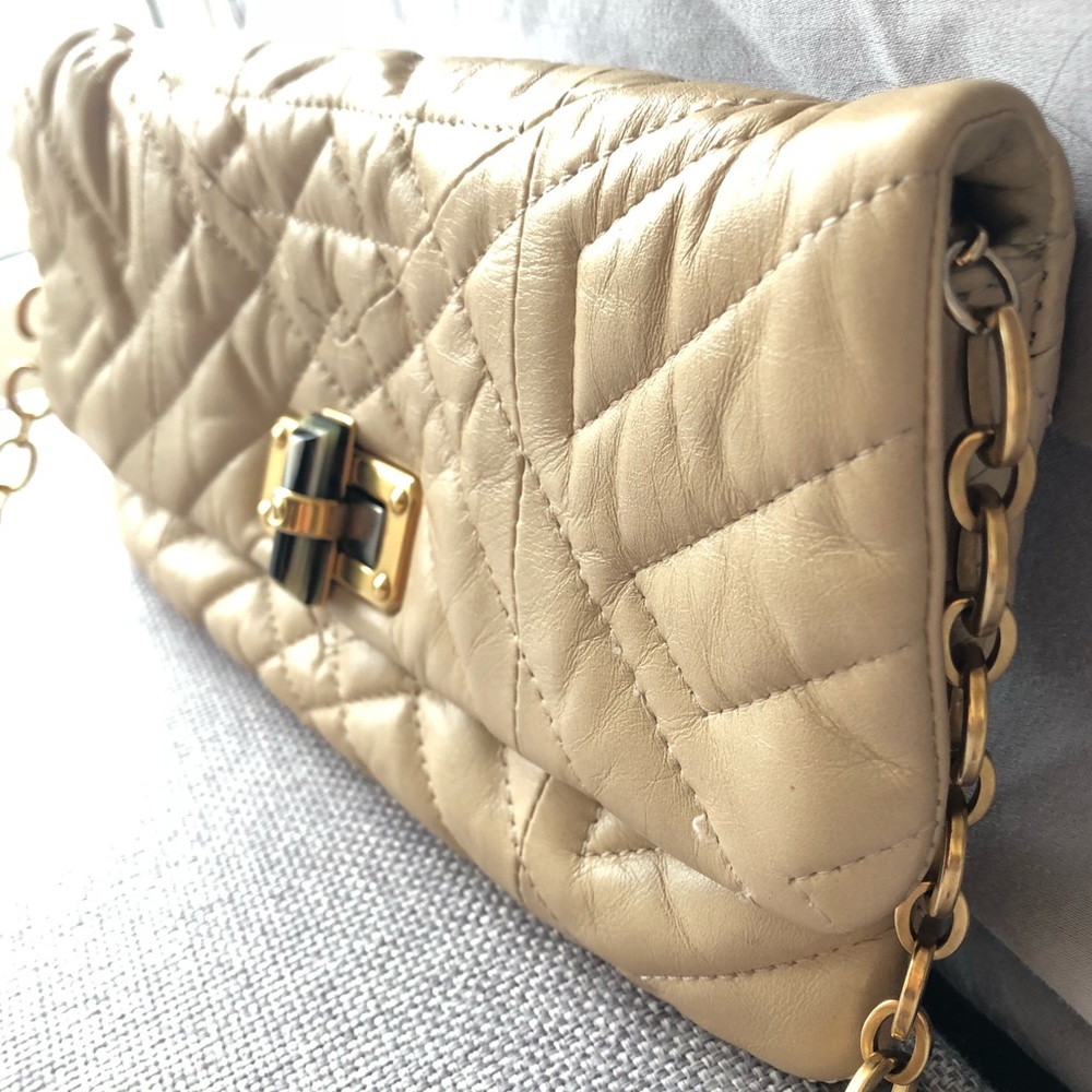 Beige LANVIN Quilted Leather Happy Clutch